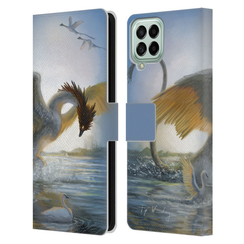 Piya Wannachaiwong Dragons Of Sea And Storms Swan Dragon Leather Book Wallet Case Cover For Samsung Galaxy M33 (2022)