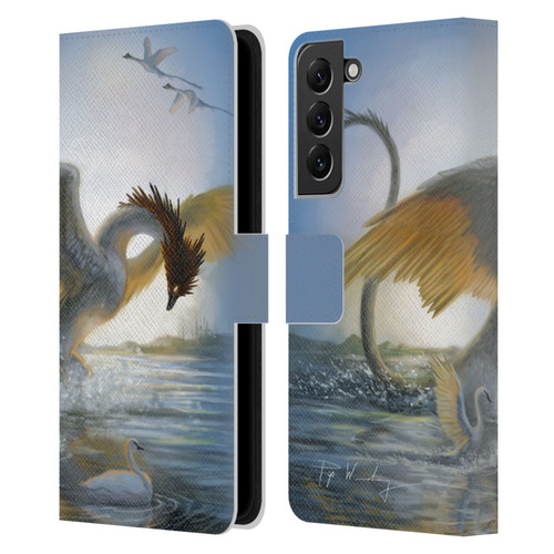 Piya Wannachaiwong Dragons Of Sea And Storms Swan Dragon Leather Book Wallet Case Cover For Samsung Galaxy S22+ 5G