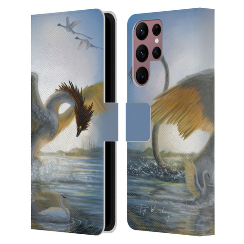 Piya Wannachaiwong Dragons Of Sea And Storms Swan Dragon Leather Book Wallet Case Cover For Samsung Galaxy S22 Ultra 5G