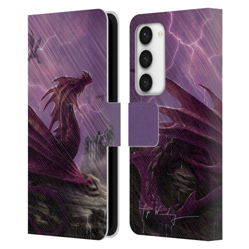 Piya Wannachaiwong Dragons Of Sea And Storms Thunderstorm Dragon Leather Book Wallet Case Cover For Samsung Galaxy S23 5G
