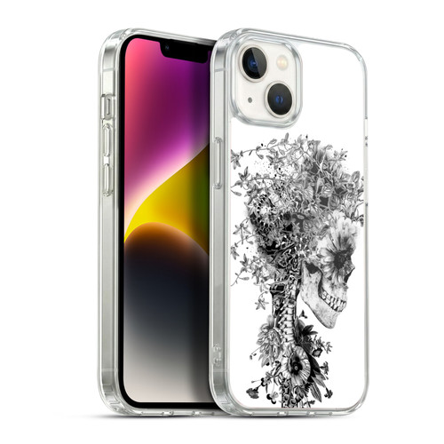 Riza Peker Skulls 6 Black And White Soft Gel Case for Apple iPhone 14 Plus & MagSafe