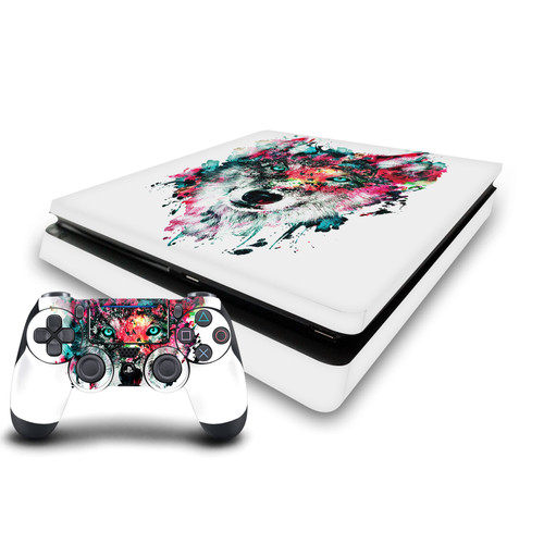 Riza Peker Art Mix Wolf Vinyl Sticker Skin Decal Cover for Sony PS4 Slim Console & Controller