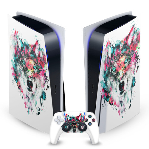 Riza Peker Art Mix Wolf Vinyl Sticker Skin Decal Cover for Sony PS5 Disc Edition Bundle
