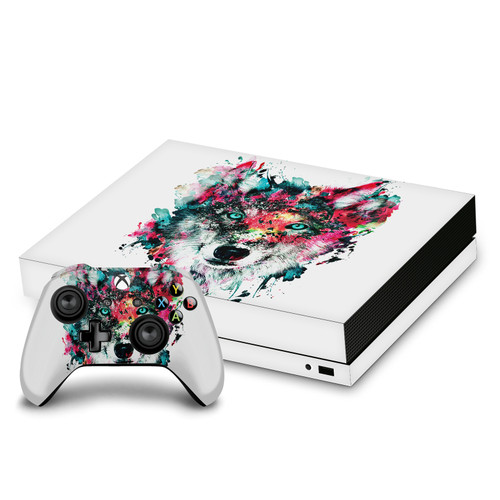 Riza Peker Art Mix Wolf Vinyl Sticker Skin Decal Cover for Microsoft Xbox One X Bundle