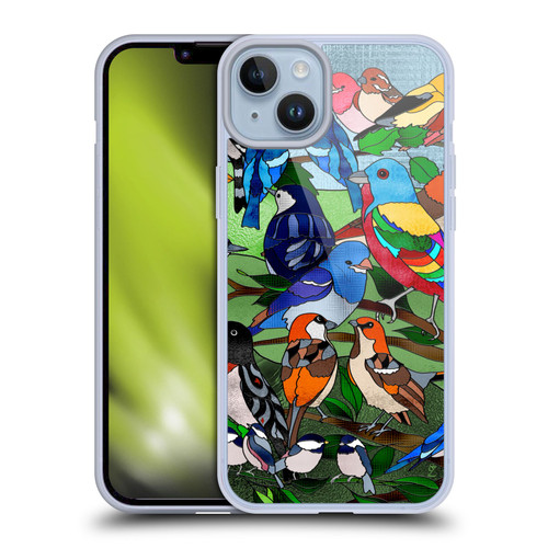 Suzan Lind Birds Stained Glass Soft Gel Case for Apple iPhone 14 Plus