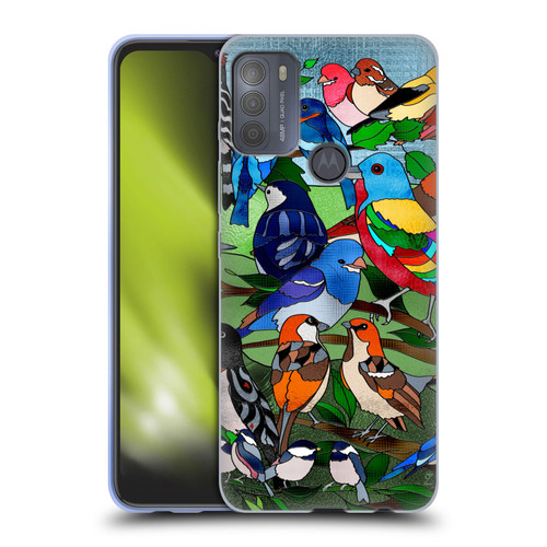 Suzan Lind Birds Stained Glass Soft Gel Case for Motorola Moto G50