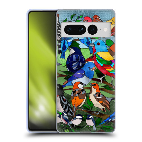 Suzan Lind Birds Stained Glass Soft Gel Case for Google Pixel 7 Pro