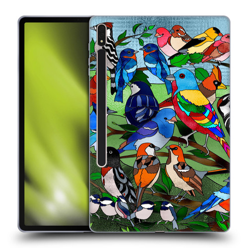 Suzan Lind Birds Stained Glass Soft Gel Case for Samsung Galaxy Tab S8 Plus