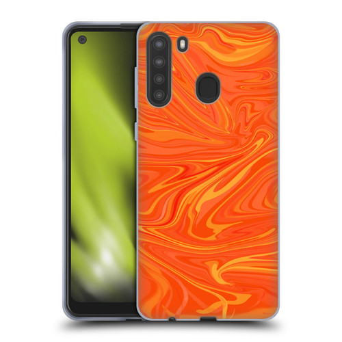 Suzan Lind Marble 2 Honey Orange Soft Gel Case for Samsung Galaxy A21 (2020)