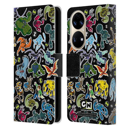 Ben 10: Ultimate Alien Graphics Alien Pattern Leather Book Wallet Case Cover For Huawei P50