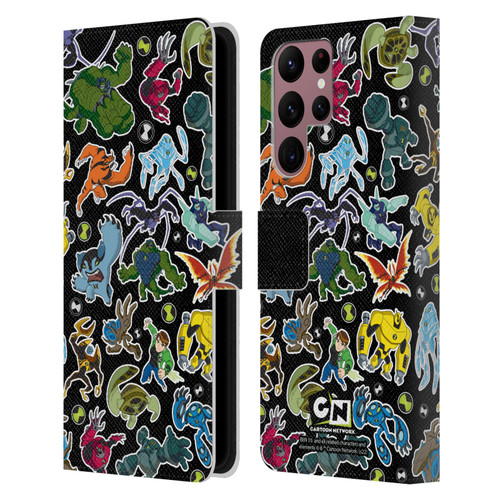 Ben 10: Ultimate Alien Graphics Alien Pattern Leather Book Wallet Case Cover For Samsung Galaxy S22 Ultra 5G