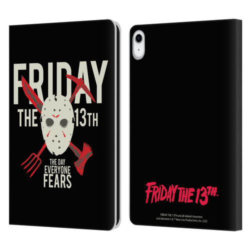 Friday the 13th 1980 Graphics The Day Everyone Fears Leather Book Wallet Case Cover For Apple iPad 10.9 2022/2025