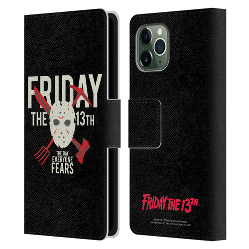 Friday the 13th 1980 Graphics The Day Everyone Fears Leather Book Wallet Case Cover For Apple iPhone 11 Pro