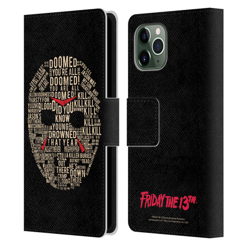 Friday the 13th 1980 Graphics Typography Leather Book Wallet Case Cover For Apple iPhone 11 Pro