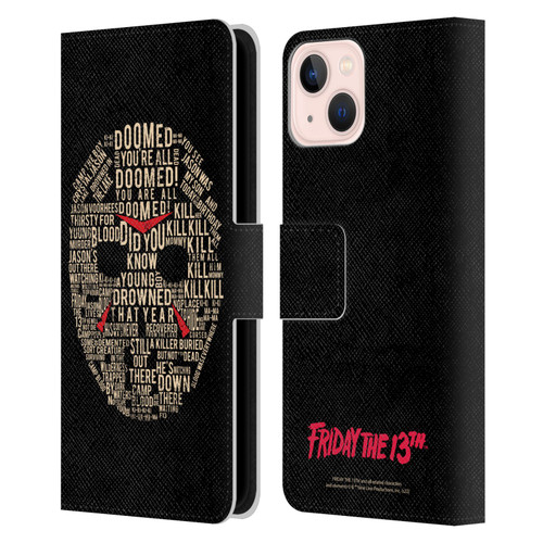 Friday the 13th 1980 Graphics Typography Leather Book Wallet Case Cover For Apple iPhone 13