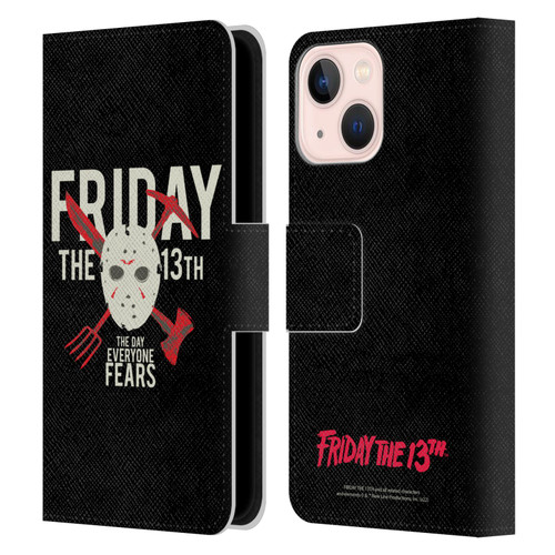 Friday the 13th 1980 Graphics The Day Everyone Fears Leather Book Wallet Case Cover For Apple iPhone 13 Mini