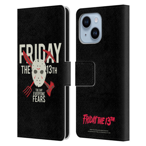 Friday the 13th 1980 Graphics The Day Everyone Fears Leather Book Wallet Case Cover For Apple iPhone 14 Plus