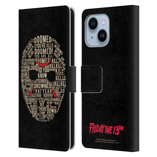 Friday the 13th 1980 Graphics Typography Leather Book Wallet Case Cover For Apple iPhone 14 Plus