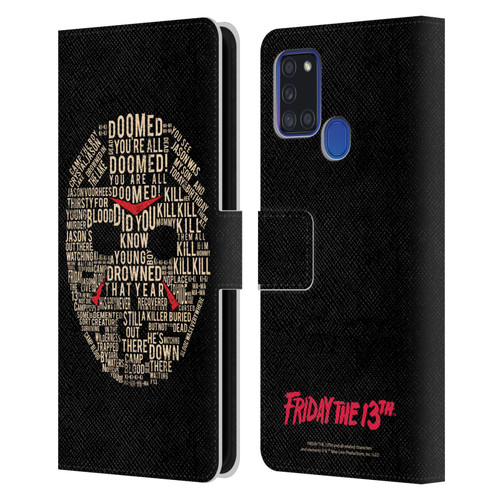 Friday the 13th 1980 Graphics Typography Leather Book Wallet Case Cover For Samsung Galaxy A21s (2020)