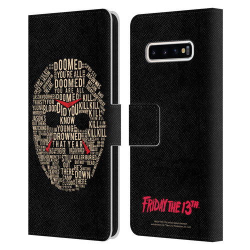 Friday the 13th 1980 Graphics Typography Leather Book Wallet Case Cover For Samsung Galaxy S10+ / S10 Plus