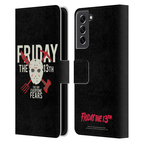 Friday the 13th 1980 Graphics The Day Everyone Fears Leather Book Wallet Case Cover For Samsung Galaxy S21 FE 5G