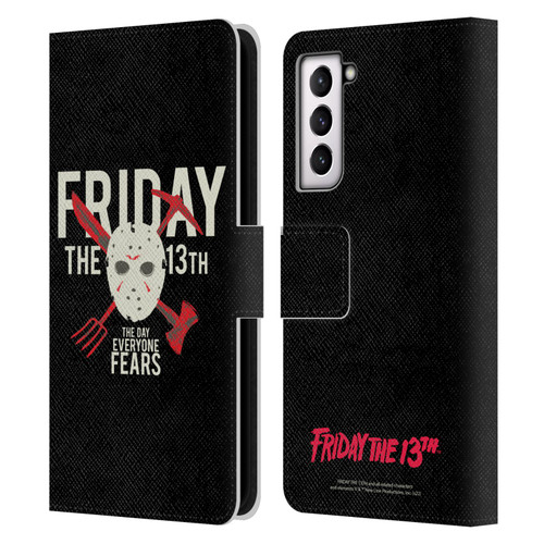 Friday the 13th 1980 Graphics The Day Everyone Fears Leather Book Wallet Case Cover For Samsung Galaxy S21 5G