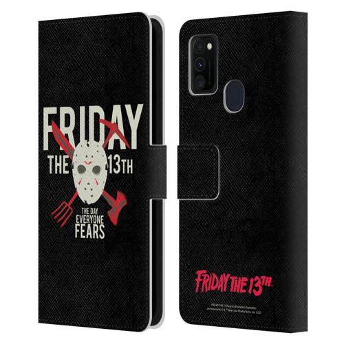 Friday the 13th 1980 Graphics The Day Everyone Fears Leather Book Wallet Case Cover For Samsung Galaxy M30s (2019)/M21 (2020)