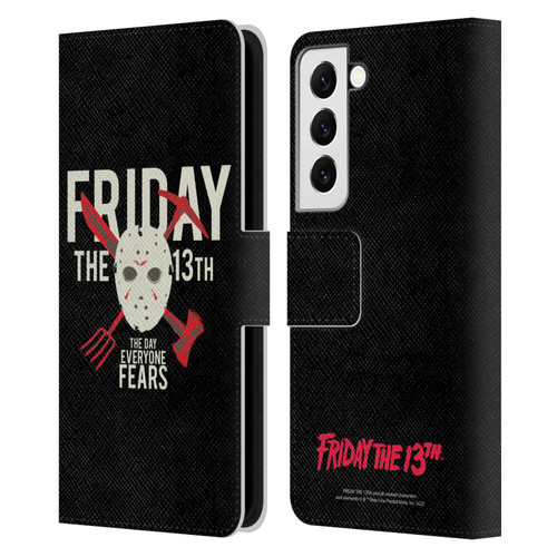 Friday the 13th 1980 Graphics The Day Everyone Fears Leather Book Wallet Case Cover For Samsung Galaxy S22 5G