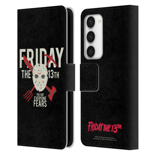 Friday the 13th 1980 Graphics The Day Everyone Fears Leather Book Wallet Case Cover For Samsung Galaxy S23 5G