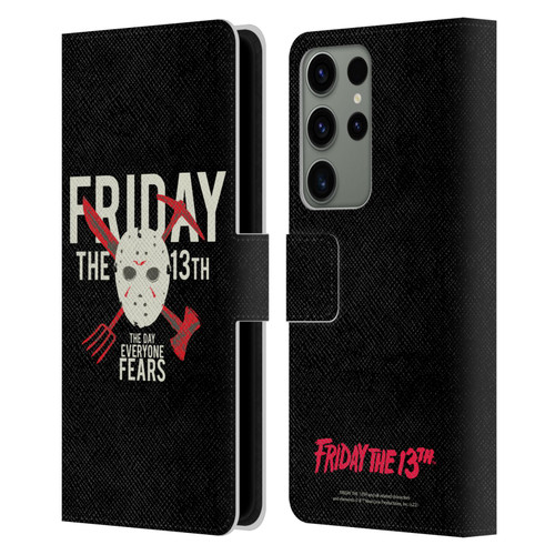 Friday the 13th 1980 Graphics The Day Everyone Fears Leather Book Wallet Case Cover For Samsung Galaxy S23 Ultra 5G