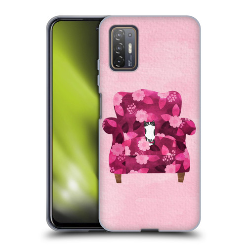 Planet Cat Arm Chair Raspberry Chair Cat Soft Gel Case for HTC Desire 21 Pro 5G