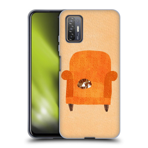 Planet Cat Arm Chair Orange Chair Cat Soft Gel Case for HTC Desire 21 Pro 5G