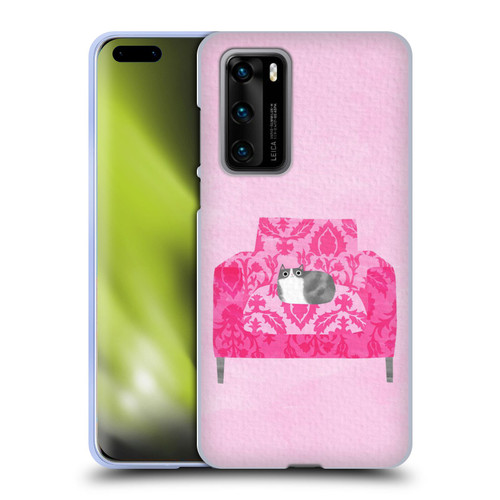 Planet Cat Arm Chair Rose Chair Cat Soft Gel Case for Huawei P40 5G