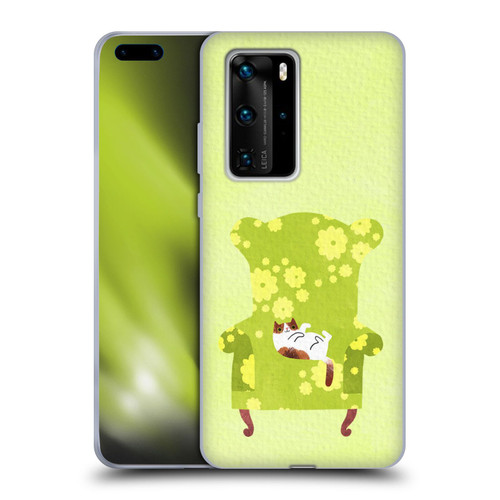 Planet Cat Arm Chair Lime Chair Cat Soft Gel Case for Huawei P40 Pro / P40 Pro Plus 5G