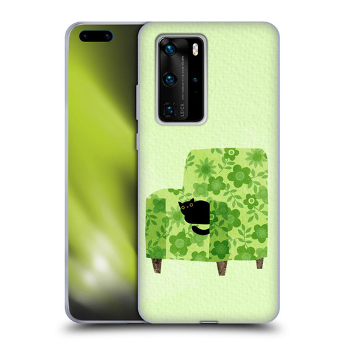 Planet Cat Arm Chair Pear Green Chair Cat Soft Gel Case for Huawei P40 Pro / P40 Pro Plus 5G