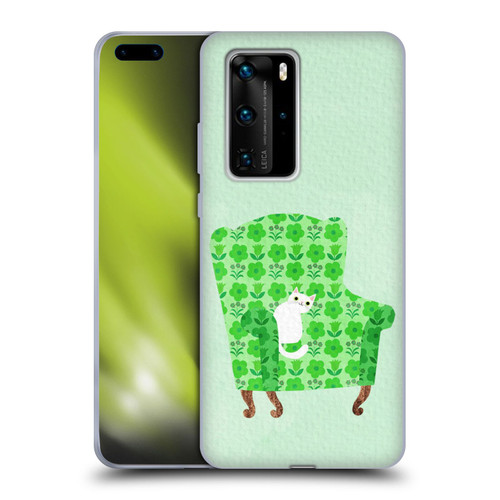 Planet Cat Arm Chair Spring Green Chair Cat Soft Gel Case for Huawei P40 Pro / P40 Pro Plus 5G
