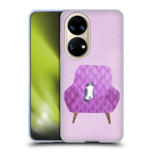 Planet Cat Arm Chair Lilac Chair Cat Soft Gel Case for Huawei P50