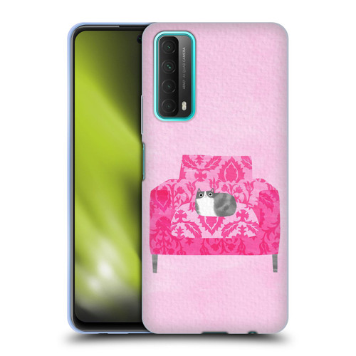 Planet Cat Arm Chair Rose Chair Cat Soft Gel Case for Huawei P Smart (2021)