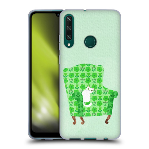 Planet Cat Arm Chair Spring Green Chair Cat Soft Gel Case for Huawei Y6p