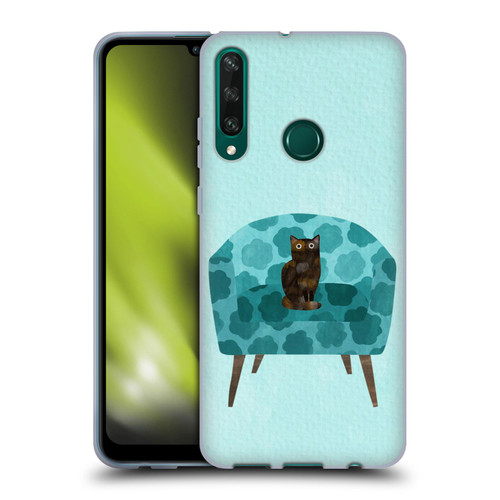 Planet Cat Arm Chair Teal Chair Cat Soft Gel Case for Huawei Y6p