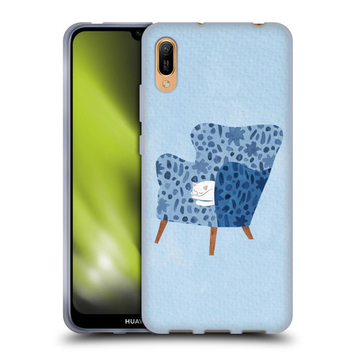 Planet Cat Arm Chair Cornflower Chair Cat Soft Gel Case for Huawei Y6 Pro (2019)