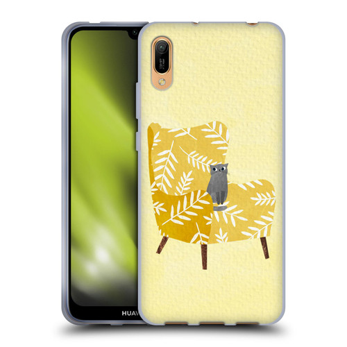 Planet Cat Arm Chair Mustard Chair Cat Soft Gel Case for Huawei Y6 Pro (2019)