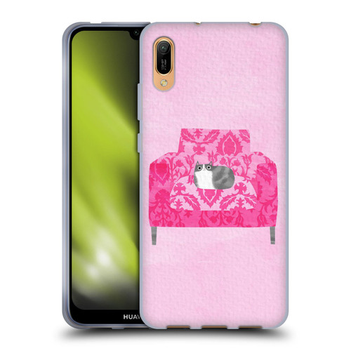 Planet Cat Arm Chair Rose Chair Cat Soft Gel Case for Huawei Y6 Pro (2019)