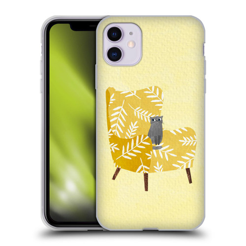 Planet Cat Arm Chair Mustard Chair Cat Soft Gel Case for Apple iPhone 11