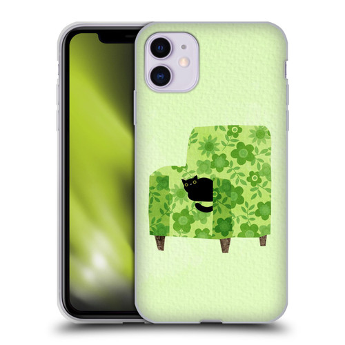Planet Cat Arm Chair Pear Green Chair Cat Soft Gel Case for Apple iPhone 11
