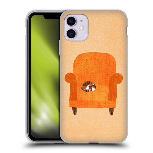 Planet Cat Arm Chair Orange Chair Cat Soft Gel Case for Apple iPhone 11