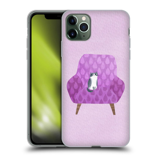 Planet Cat Arm Chair Lilac Chair Cat Soft Gel Case for Apple iPhone 11 Pro Max