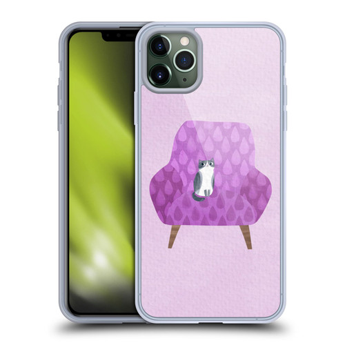 Planet Cat Arm Chair Lilac Chair Cat Soft Gel Case for Apple iPhone 11 Pro Max