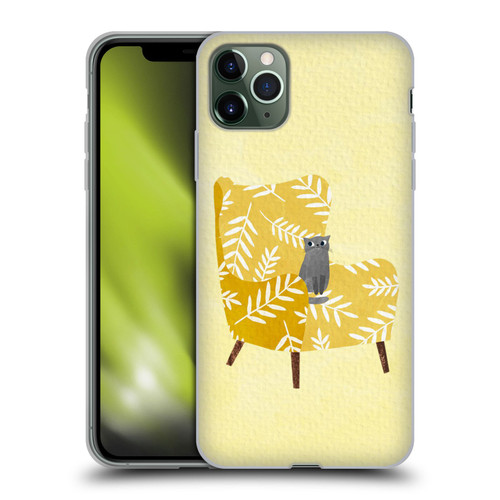 Planet Cat Arm Chair Mustard Chair Cat Soft Gel Case for Apple iPhone 11 Pro Max