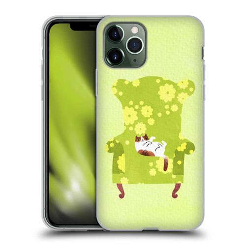 Planet Cat Arm Chair Lime Chair Cat Soft Gel Case for Apple iPhone 11 Pro